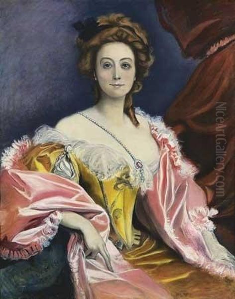 Portrait De L'actrice Cecile Sorel Oil Painting by Francois Flameng