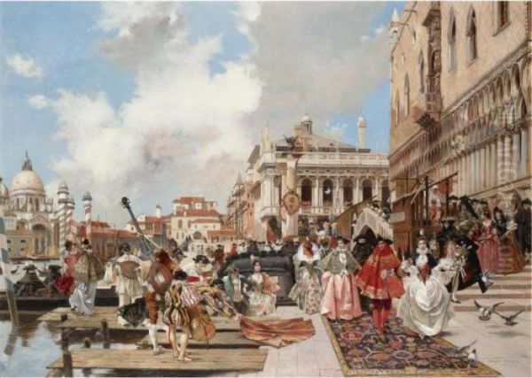 The Carnival, Venice Oil Painting by Francois Flameng