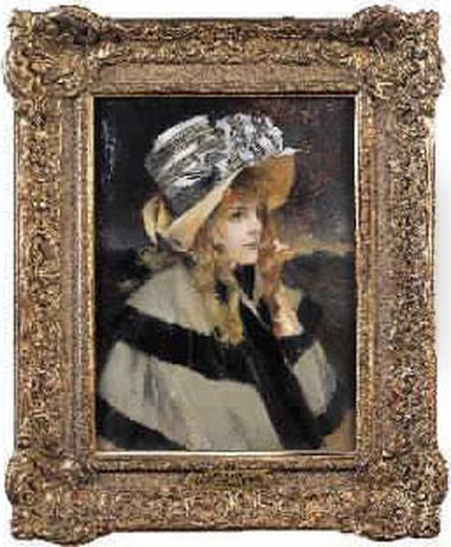 Portrait De Madame Alfred Stevens Oil Painting by Francois Flameng