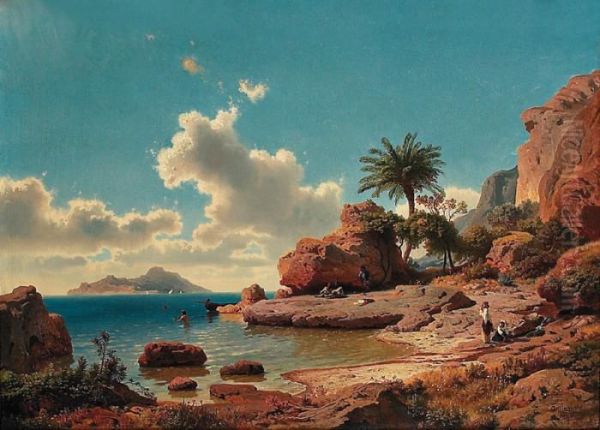 Capri Vu De Sorrente Oil Painting by Albert Flamm