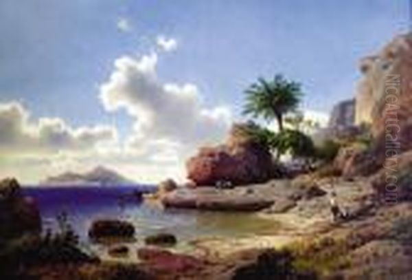 Partie De Peche En Sicile Oil Painting by Albert Flamm