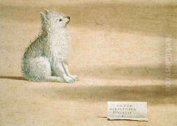 Vision of St. Augustine (detail of the dog) 1502-08 Oil Painting by Vittore Carpaccio