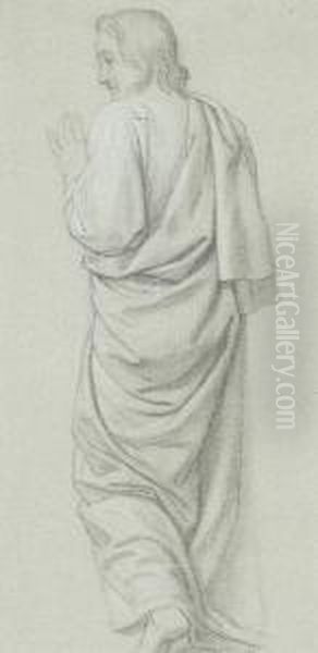 Standing Figure Of Christ Seen From Behind Oil Painting by Hippolyte Flandrin