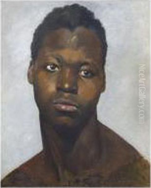 Tete D'africain Oil Painting by Hippolyte Flandrin