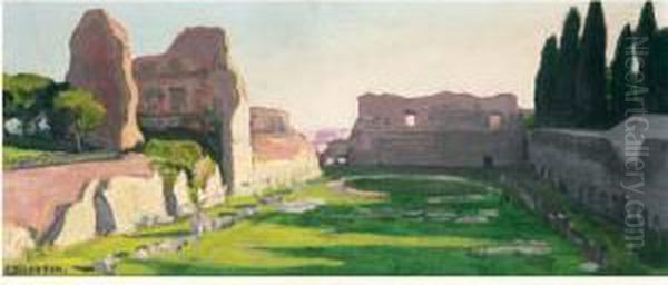 Le Stade Du Palatin A Rome Oil Painting by Jules Flandrin