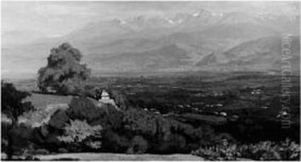 Le Massif De Belledonne Oil Painting by Jules Flandrin