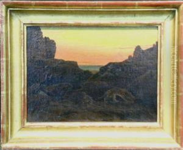 Leopards At Sunset Oil Painting by Paul Jean Flandrin