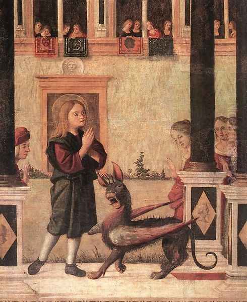 The Daughter of of Emperor Gordian is Exorcised by St Triphun (detail) 1507 Oil Painting by Vittore Carpaccio