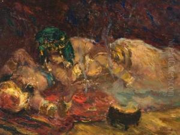 Odalisques Oil Painting by Gustave Flasschoen