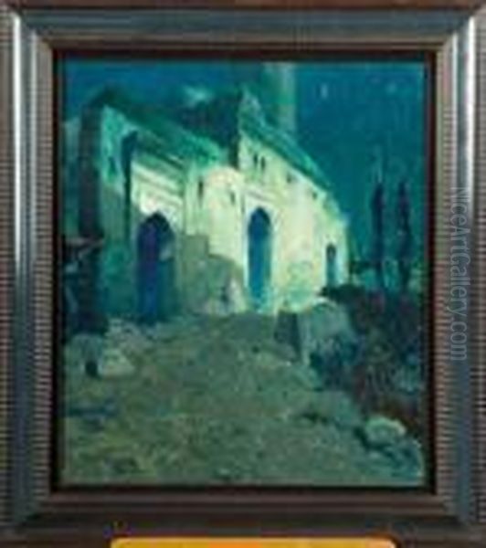 Coin De Fez Anime Au Clair De Lune Oil Painting by Gustave Flasschoen