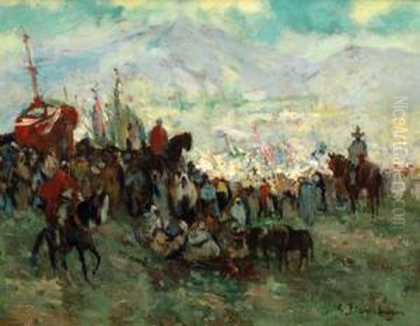 Fete Arabe Oil Painting by Gustave Flasschoen