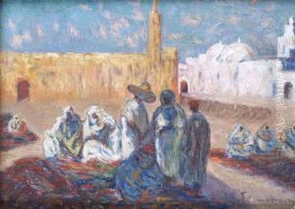 L'ancienne Et La Nouvelle Mosquee A Ouargla En Algerie Oil Painting by Gustave Flasschoen