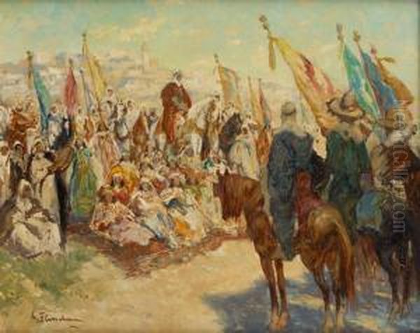 Fete Arabe Oil Painting by Gustave Flasschoen