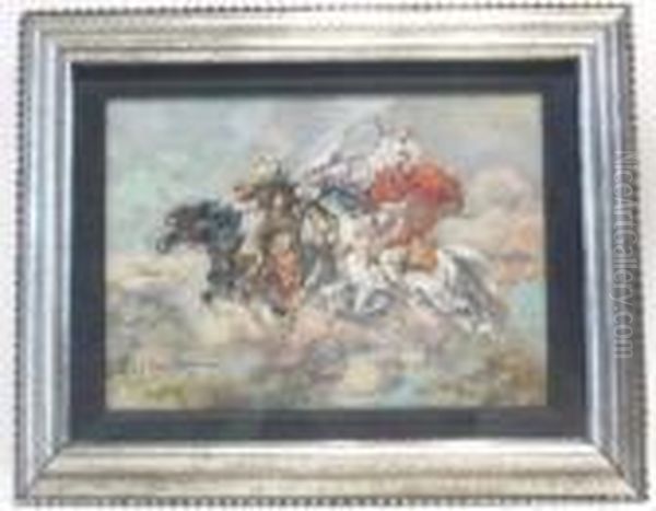 Cavaliers Arabes Oil Painting by Gustave Flasschoen