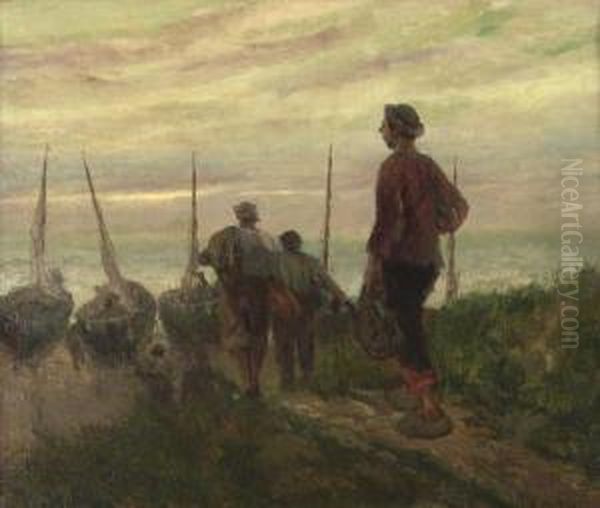 La Hora De La Pesca Oil Painting by Gustave Flasschoen