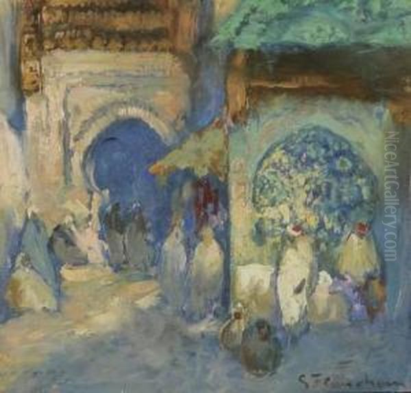 Les Rues De Fes Oil Painting by Gustave Flasschoen