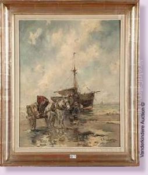 Retour De Peche Oil Painting by Gustave Flasschoen