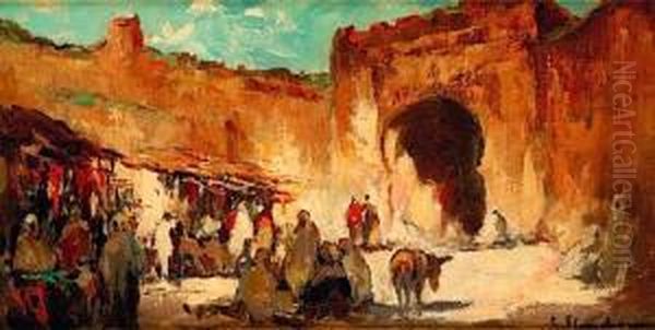 Porte De Fez Oil Painting by Gustave Flasschoen