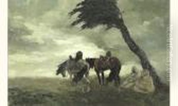 A L'abri De L'orage Oil Painting by Gustave Flasschoen