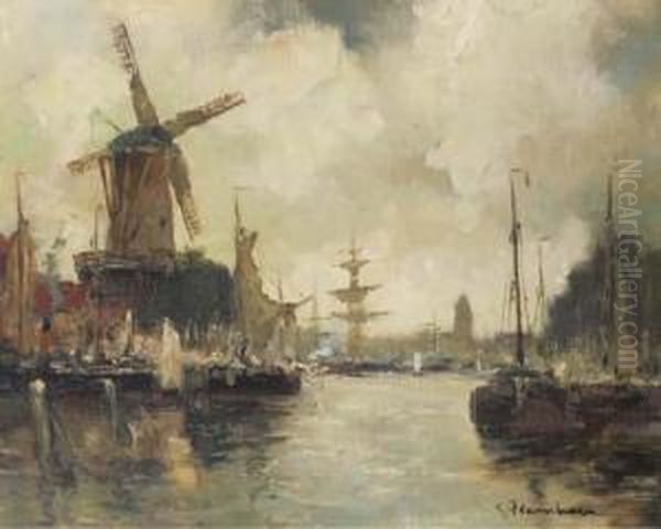 Vieux Port Oil Painting by Gustave Flasschoen