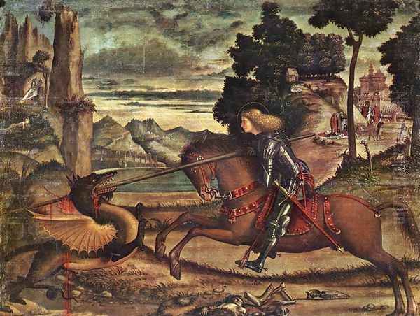 St George and the Dragon (detail) 1516 Oil Painting by Vittore Carpaccio