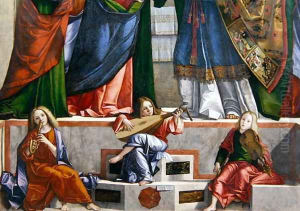 Musical Angels from the Presentation of Christ in the Temple, 1510 (detail) Oil Painting by Vittore Carpaccio