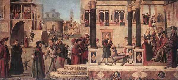 The Daughter of of Emperor Gordian is Exorcised by St Triphun 1507 Oil Painting by Vittore Carpaccio