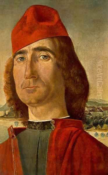 Portrait of an Unknown Man with Red Beret 1490-93 Oil Painting by Vittore Carpaccio