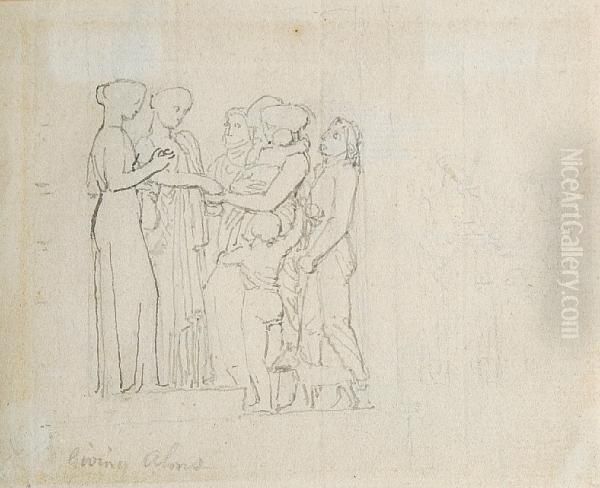 Giving Alms Oil Painting by John Flaxman