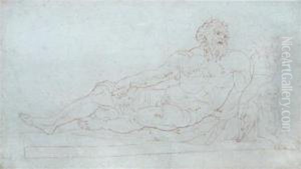 A River God Oil Painting by John Flaxman