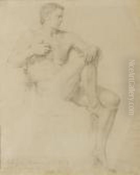 Study Of A Seated Male Oil Painting by John Flaxman