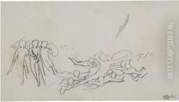 Battle Scene Oil Painting by John Flaxman