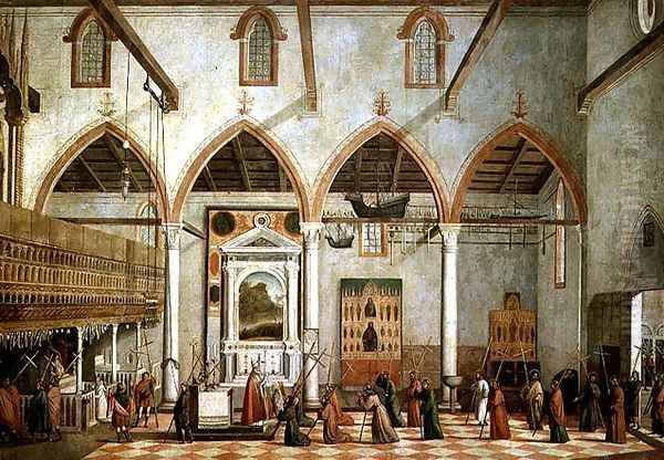 Apparition of the Crucified of Mount Ararat in the Church of Sant' Antonio di Castello, c.1512 Oil Painting by Vittore Carpaccio