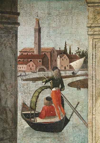 The Arrival of the English Ambassadors, from the St. Ursula Cycle, detail of a gondola, 1490-96 Oil Painting by Vittore Carpaccio