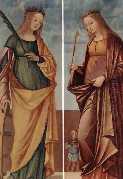 St Catherine of Alexandria and St Veneranda c. 1500 Oil Painting by Vittore Carpaccio