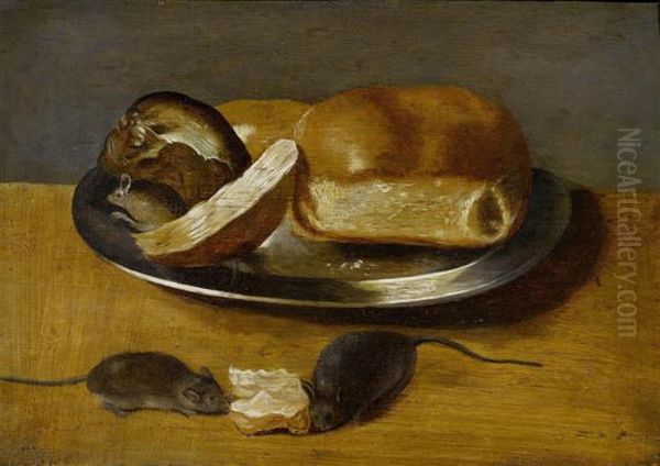 Still Life With Bread And Mice Oil Painting by Georg Flegel