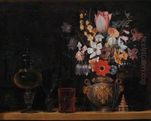 Natura Morta Con Mazzo Di Fiori E Coppe Di Vetro Oil Painting by Georg Flegel