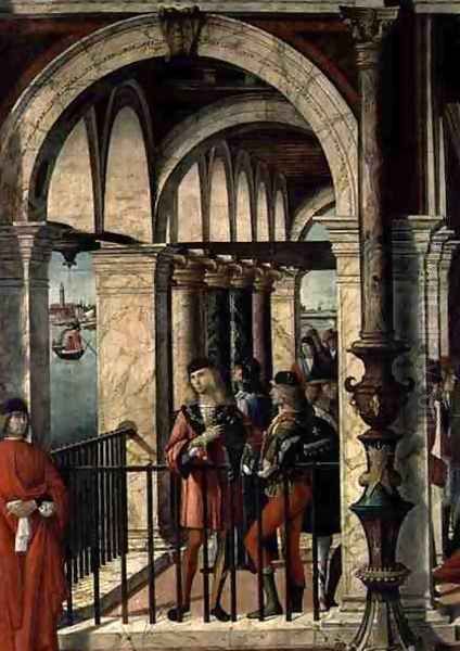 The Arrival of the English Ambassadors, detail, from the St. Ursula cycle, 1498 (detail) Oil Painting by Vittore Carpaccio