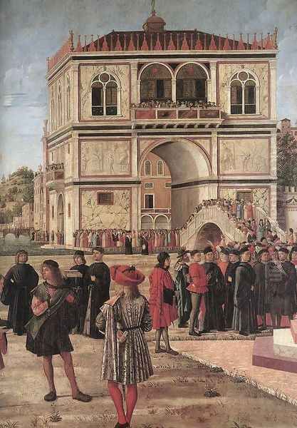 The Ambassadors Return to the English Court (detail) 1495-1500 Oil Painting by Vittore Carpaccio