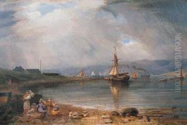 Whitefarland Point Below Greenock Oil Painting by John Fleming