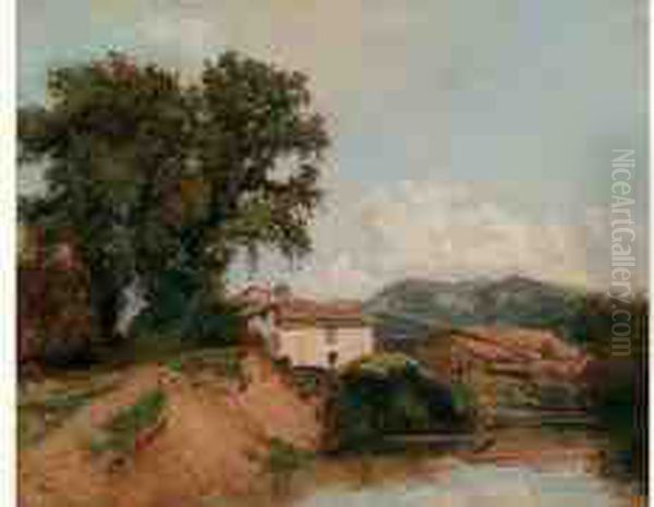 Environs De Thiers, Vers 1840 Oil Painting by Camille Flers