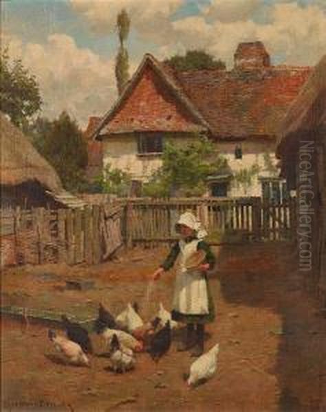 Feeding Time Oil Painting by William Teulon Blandford Fletcher