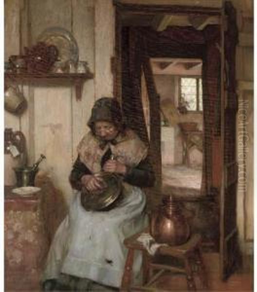 A Sussex Kitchen Oil Painting by William Teulon Blandford Fletcher