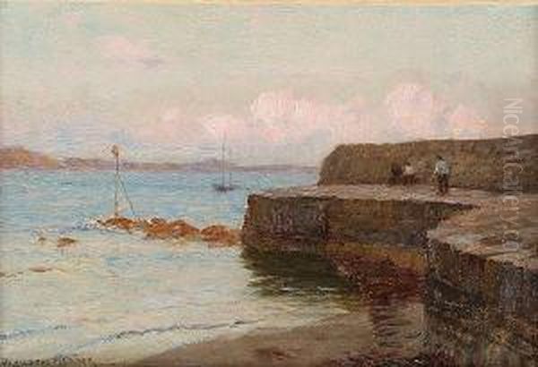 The Cobb, Lyme Regis Oil Painting by William Teulon Blandford Fletcher