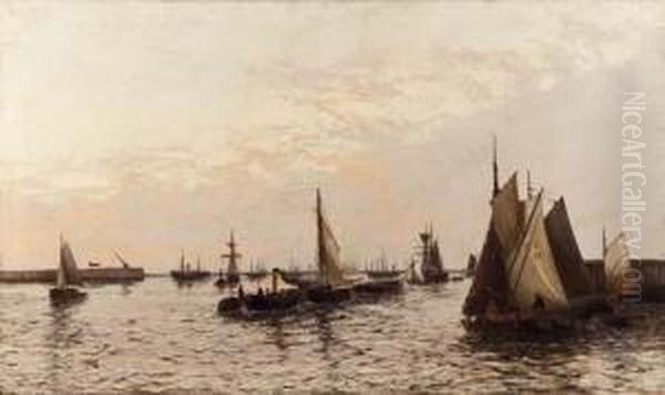 Il Porto Di Londra Oil Painting by Edwin Fletcher