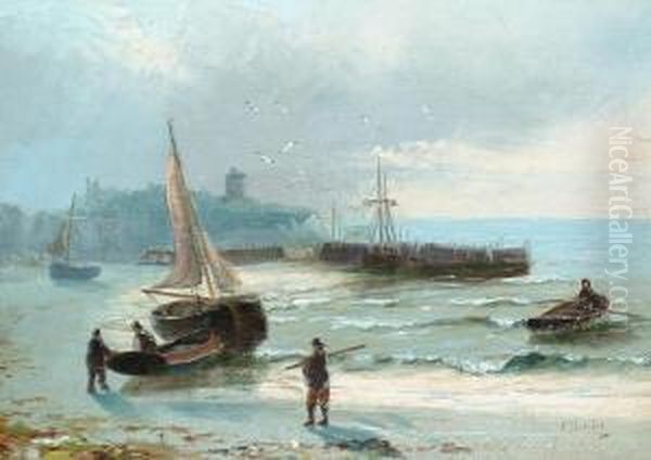 Unloading The Catch Oil Painting by Edwin Fletcher