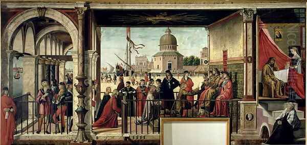 The Arrival of the English Ambassadors, from the St. Ursula Cycle, 1498 Oil Painting by Vittore Carpaccio