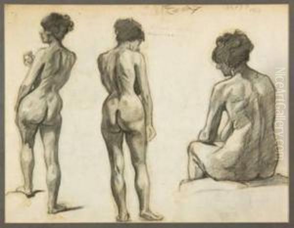 Nude Studies Oil Painting by Albert Francois Fleury