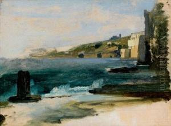 La Cote Du Pausilippe
 Huile Sur Papier Colle Sur Carton, Vernis Oil Painting by Leon Fleury