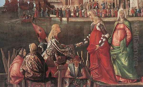 Meeting of the Betrothed Couple and the Departure of the Pilgrims [detail: 1] Oil Painting by Vittore Carpaccio